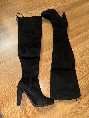 Charlotte Russe Black Over-the-Knee Suede Heel Boots